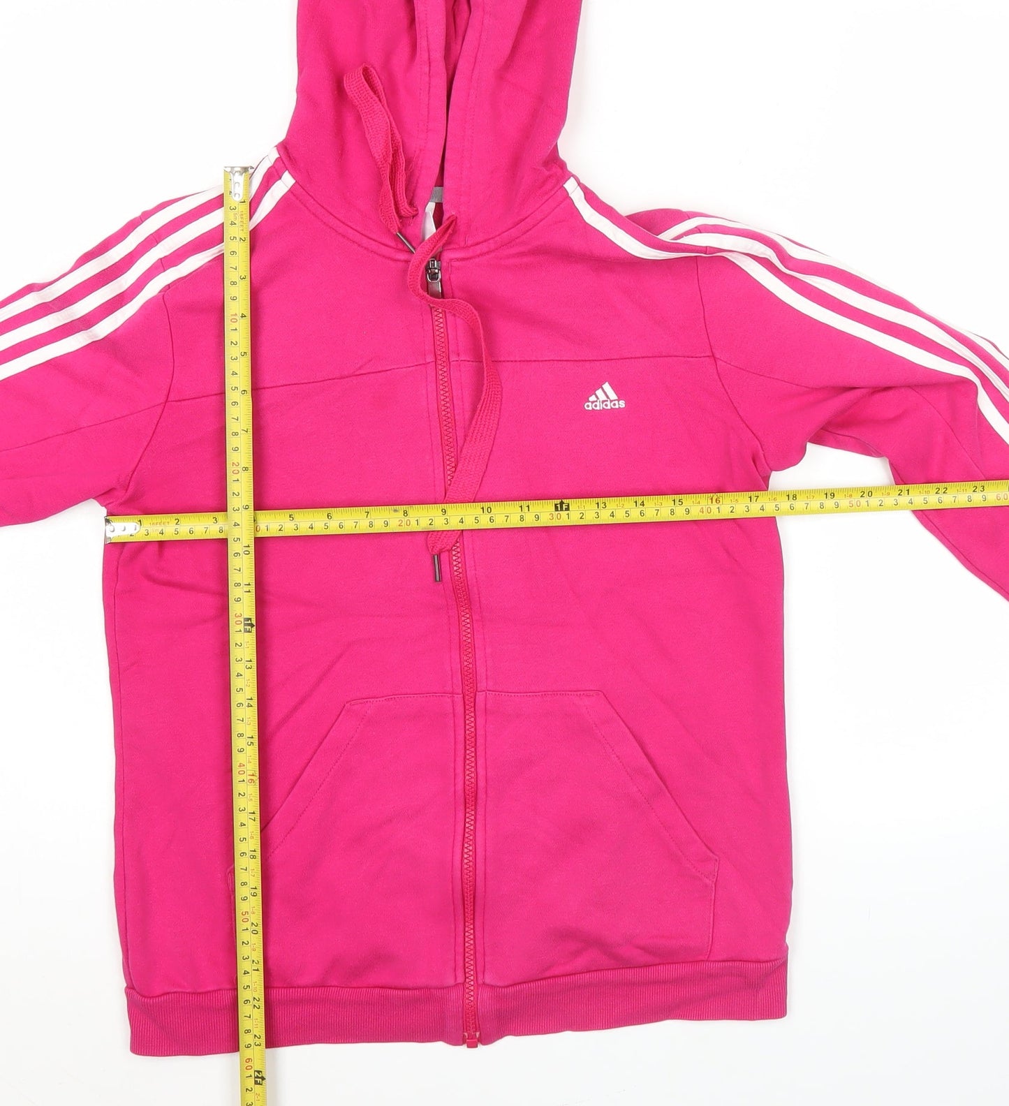 Adidas Women’s Pink Full Zip Hoodie Size 12 UK Hooded Sweatshirt