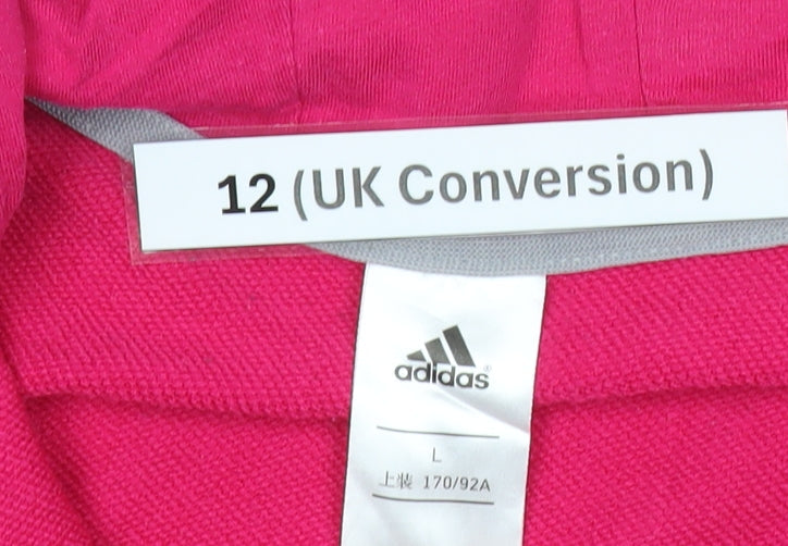 Adidas Women’s Pink Full Zip Hoodie Size 12 UK Hooded Sweatshirt