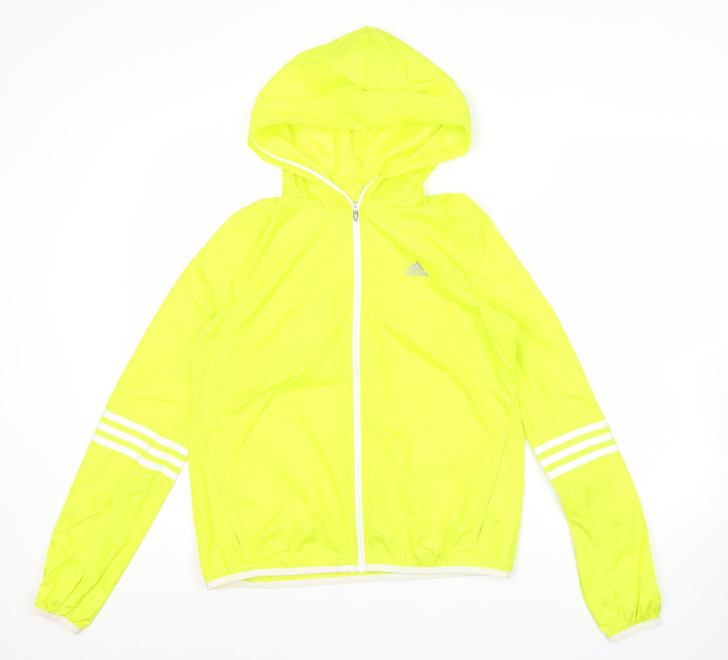 Adidas Women’s Yellow Windbreaker Jacket Size 10 Hooded Lightweight
