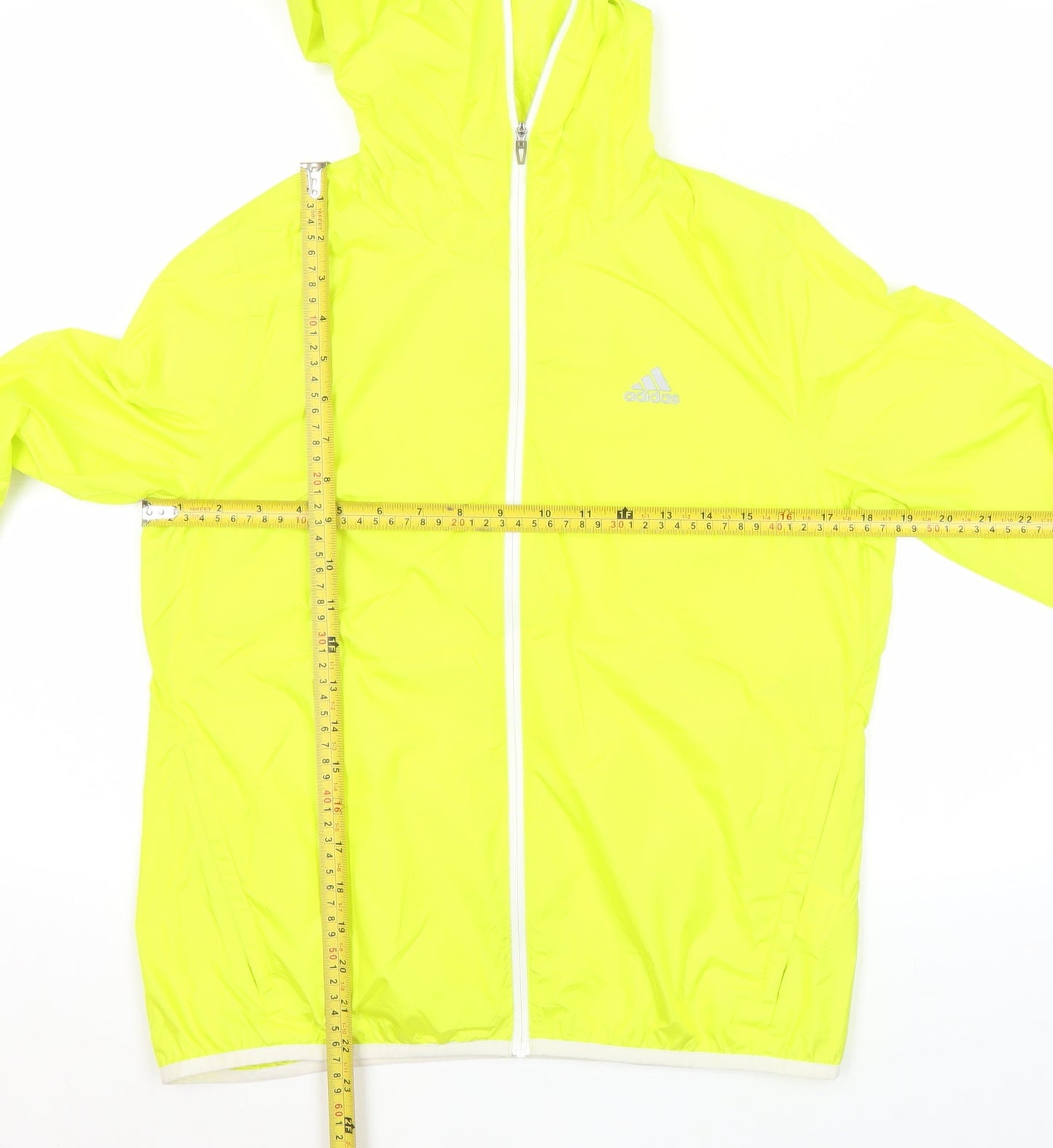 Adidas Women’s Yellow Windbreaker Jacket Size 10 Hooded Lightweight