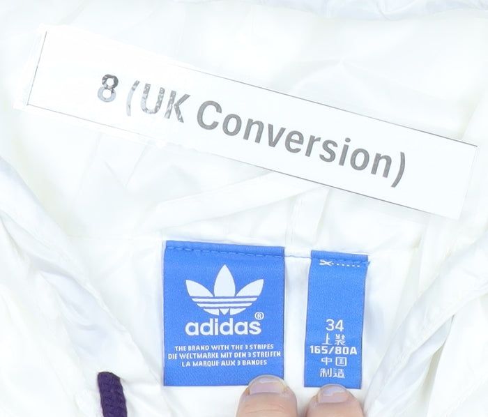 Adidas Womens Pink White Windbreaker Jacket Size 8 Hooded Colourblock