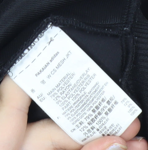 Adidas Women Black Size 12 Track Jacket Full Zip Sportswear