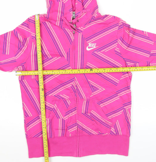 Nike Womens Pink Full Zip Hoodie Sweatshirt Size M Cotton Sportswear