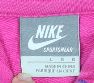 Nike Womens Pink Full Zip Hoodie Sweatshirt Size M Cotton Sportswear
