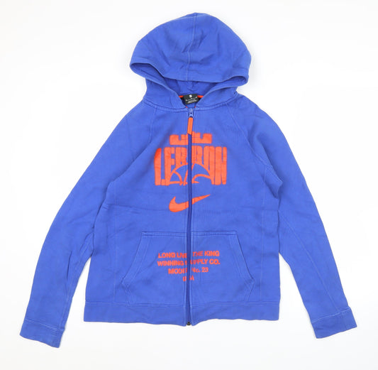 Unisex Adults UK M Regular Nike Blue Full Zip Hoodie