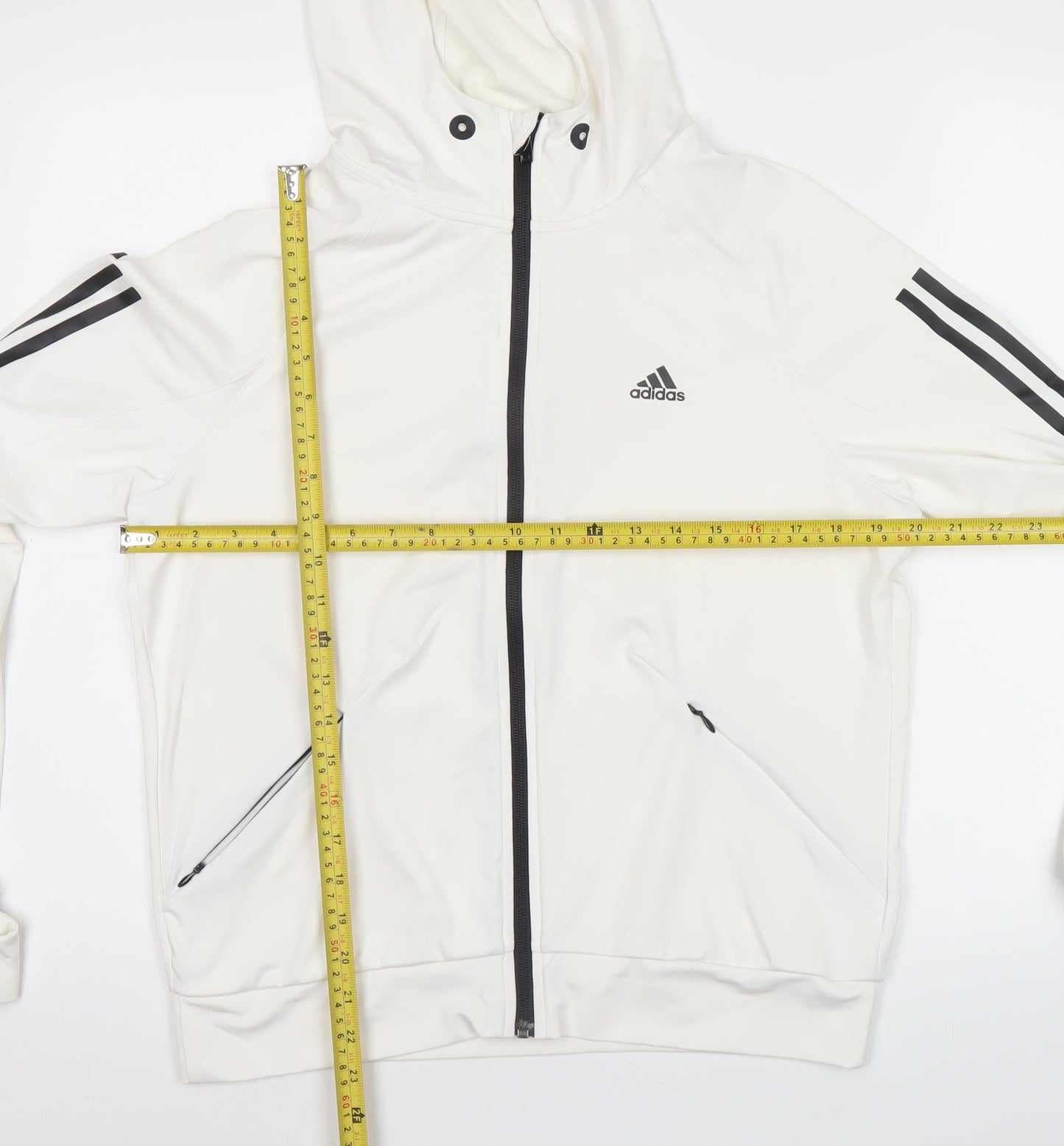 Adidas Women's White Full Zip Hoodie Size 12 Regular Fit Activewear