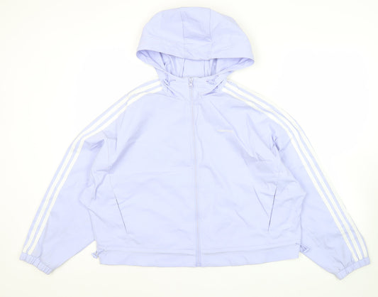 Adidas Neo Women’s Purple Track Jacket Size 8 Hooded Full Zip