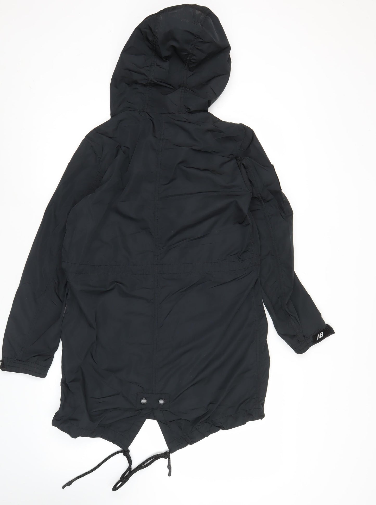 New Balance Womens Black Parka Jacket Size S Hooded Outdoor Coat