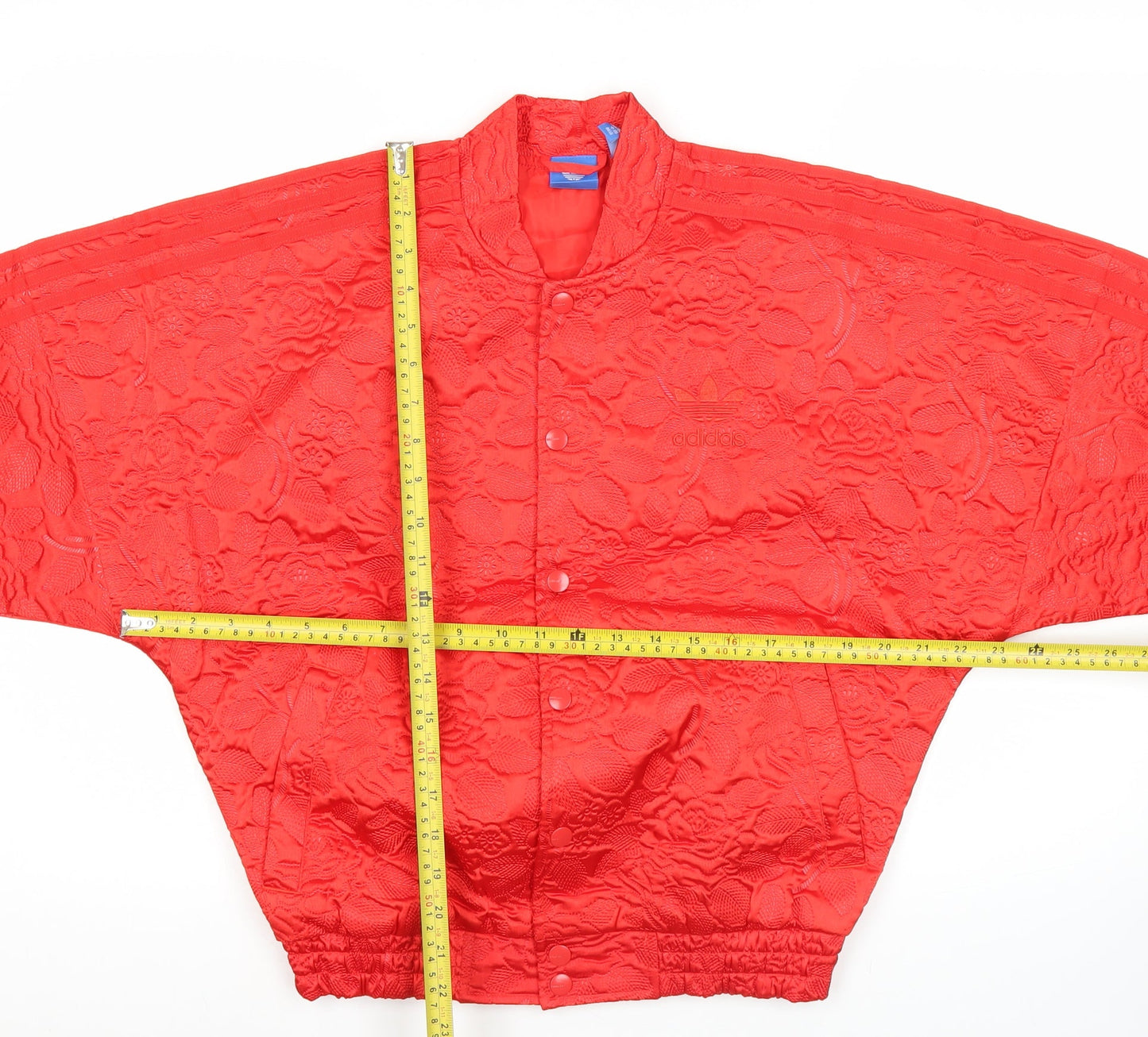 Adidas Women’s Red Bomber Jacket Size 8 Floral Logo Casual