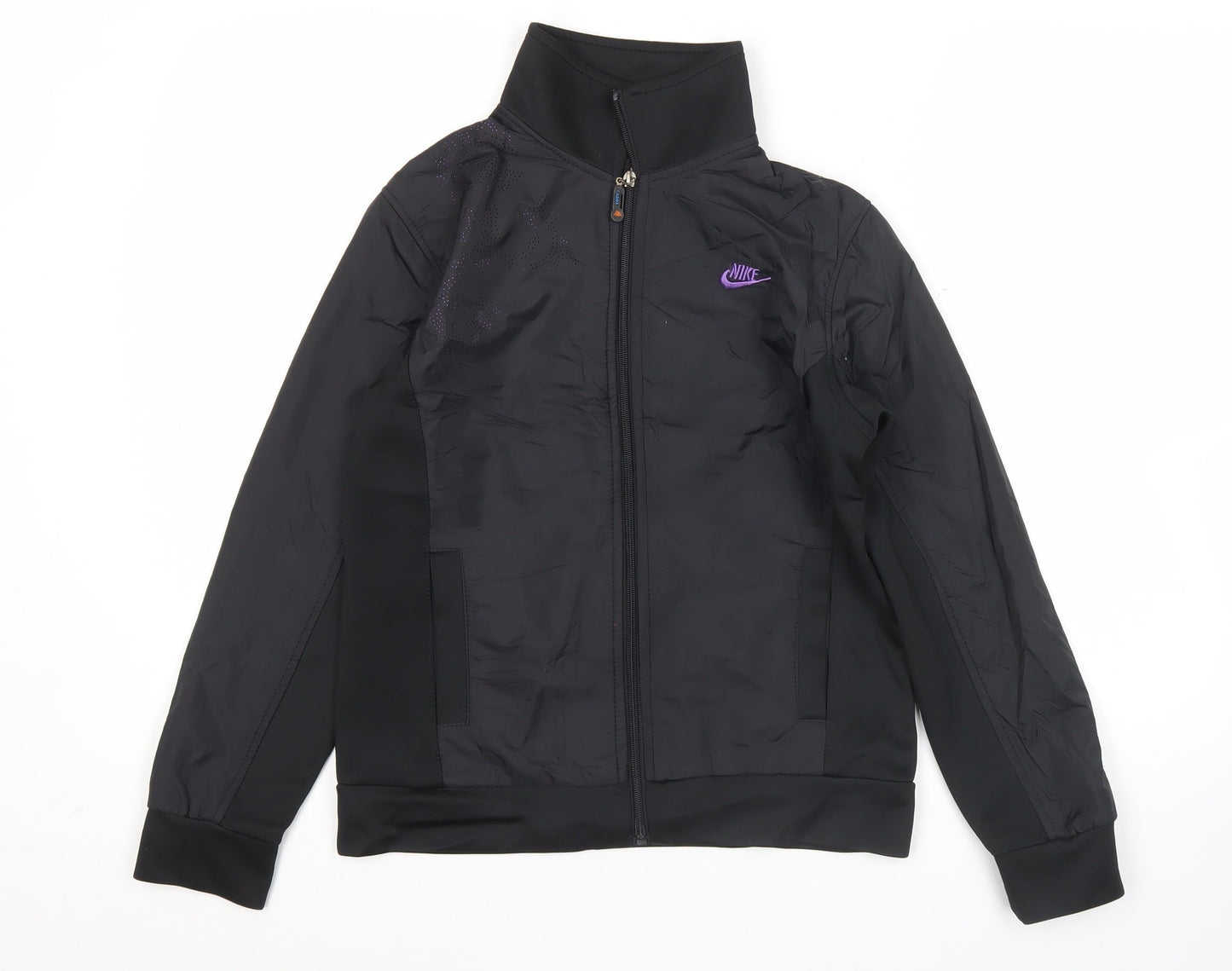 Nike Womens Black Size 12 Track Jacket Full Zip Polyester Sportswear