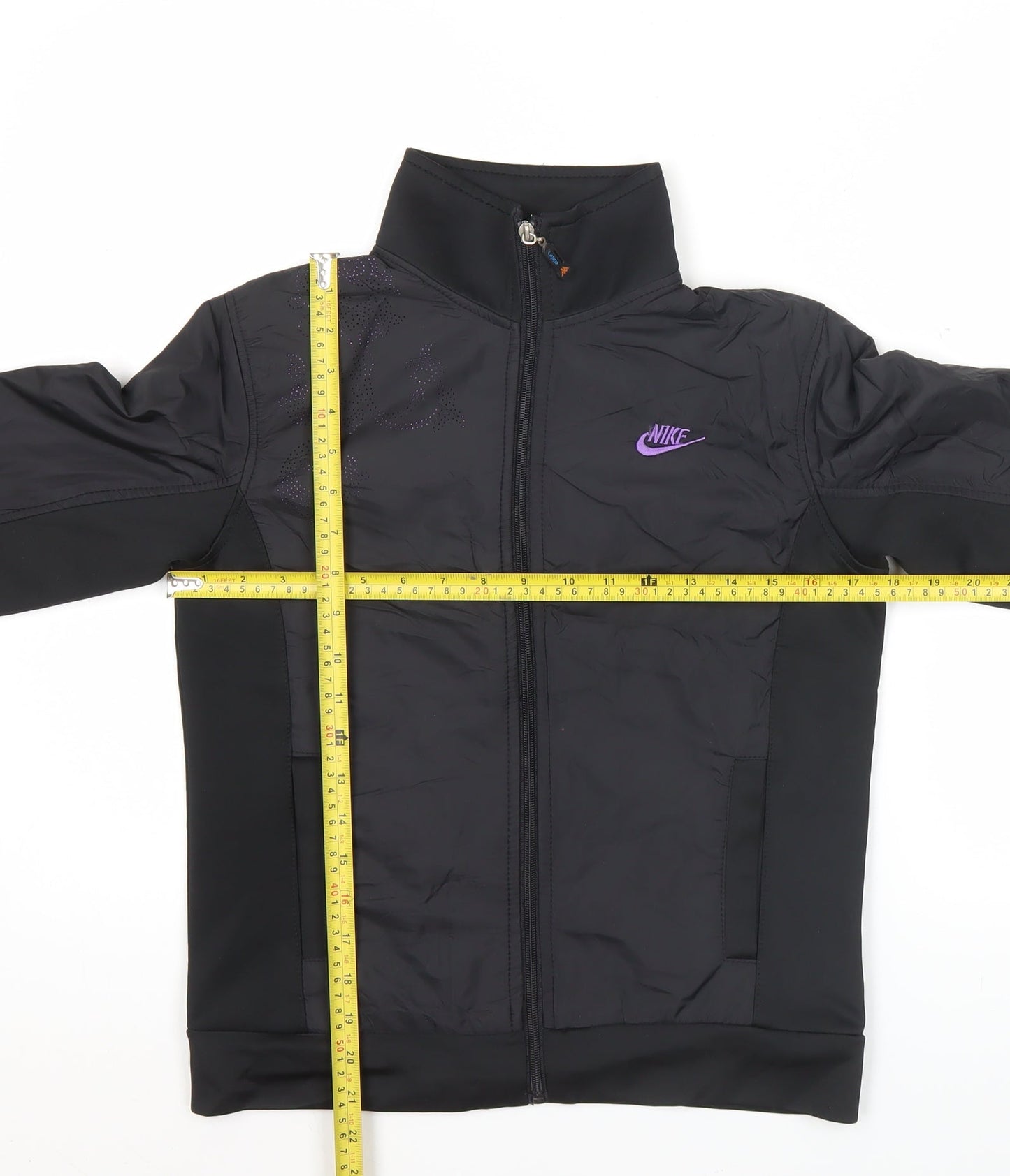 Nike Womens Black Size 12 Track Jacket Full Zip Polyester Sportswear