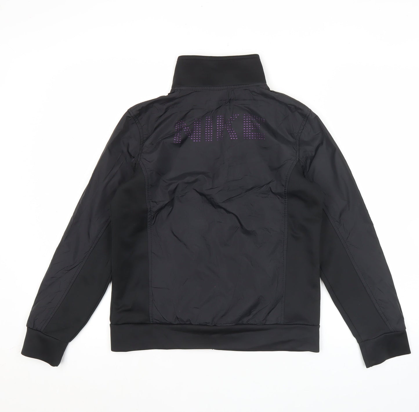 Nike Womens Black Size 12 Track Jacket Full Zip Polyester Sportswear