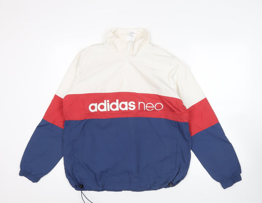 Additional front view of Adidas Neo Men’s XS Colour Block 1/4 Zip Sweatshirt White Red Blue
