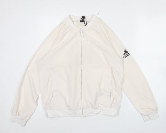 Adidas Womens Ivory Track Jacket Size 14 Full Zip Lightweight Sports