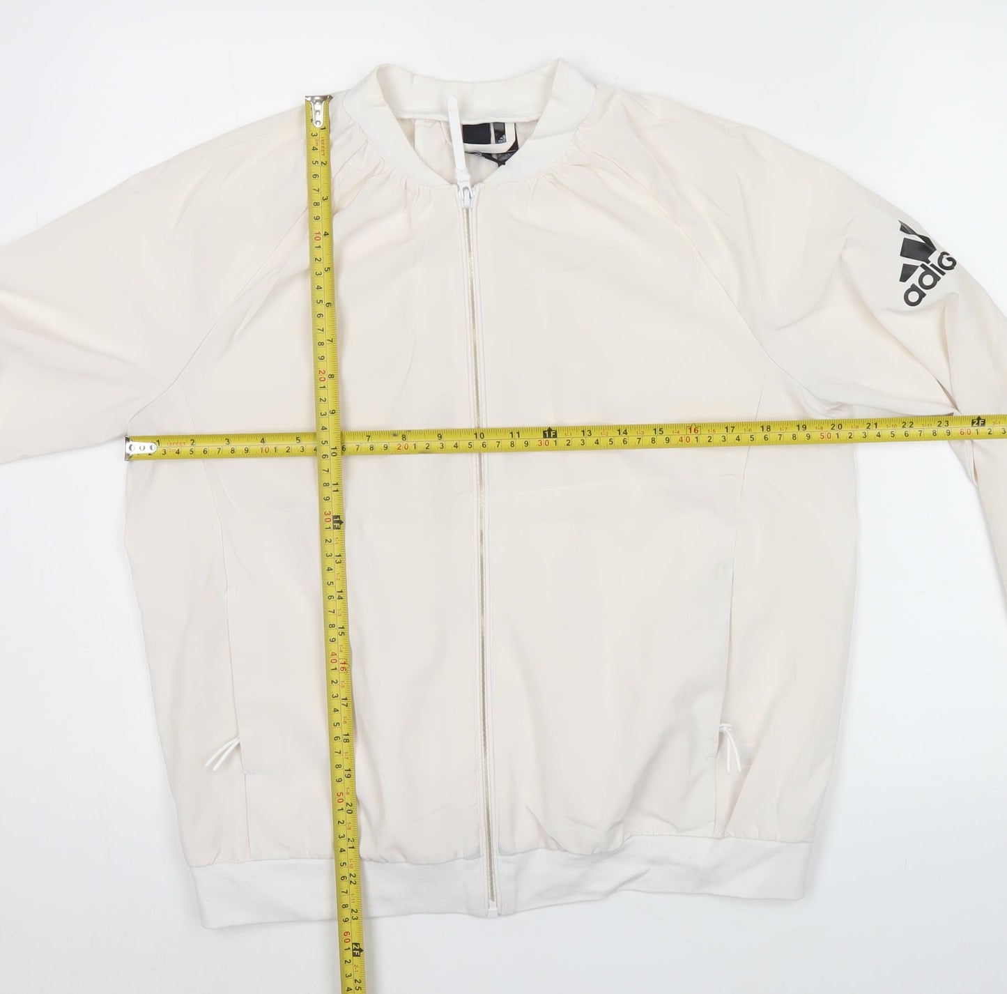 Adidas Womens Ivory Track Jacket Size 14 Full Zip Lightweight Sports