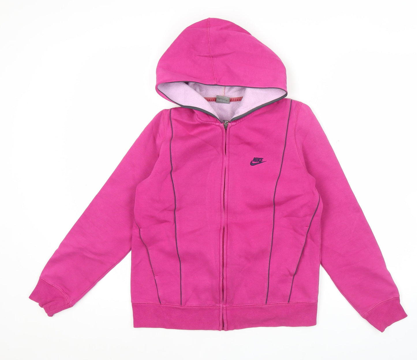 Nike Womens Pink Full Zip Hoodie Sweatshirt M Cotton Blend Casual
