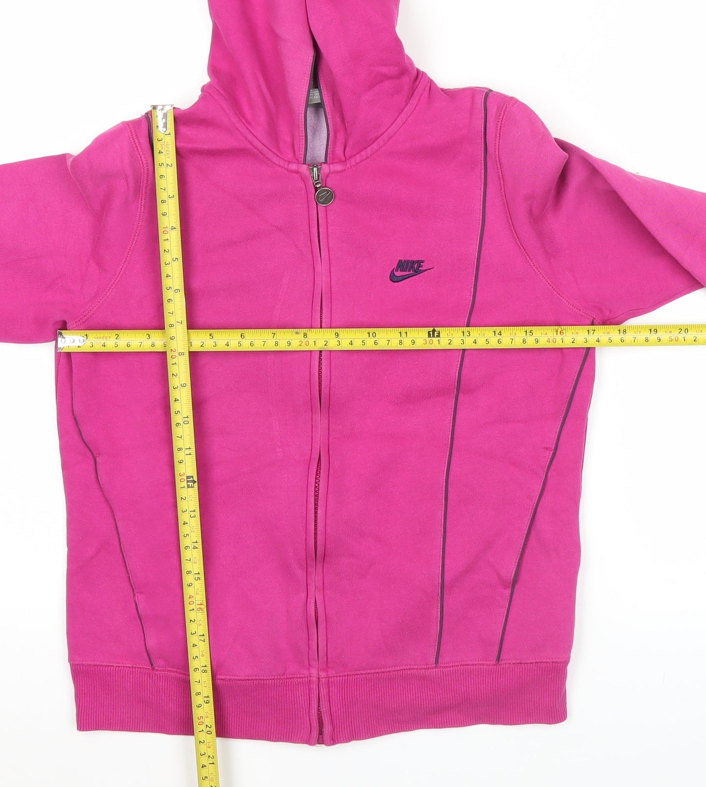 Nike Womens Pink Full Zip Hoodie Sweatshirt M Cotton Blend Casual