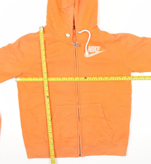Nike Womens Orange Full Zip Hoodie L Sportswear Cotton Blend