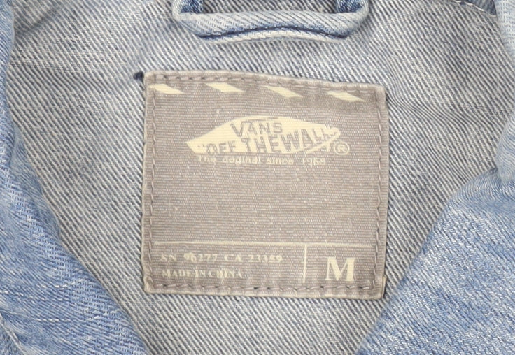 Vans Womens Blue Denim Jacket Size M Button Front Casual Classic