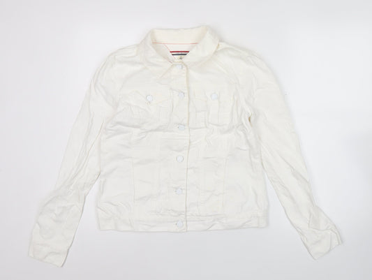 Tommy Hilfiger Women’s White Cotton Denim Jacket Size S Casual
