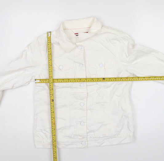 Tommy Hilfiger Women’s White Cotton Denim Jacket Size S Casual