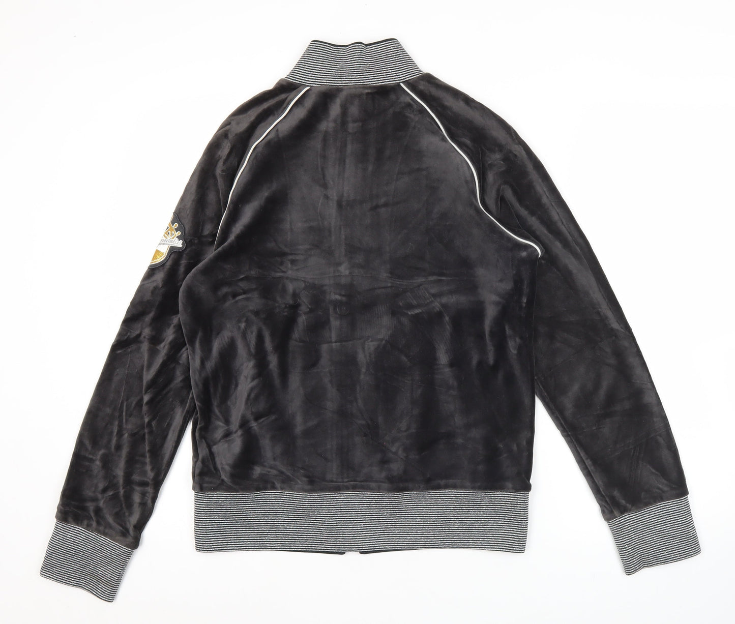 Mizuno Womens Black Size 12 Track Jacket Velour Zip Sportswear