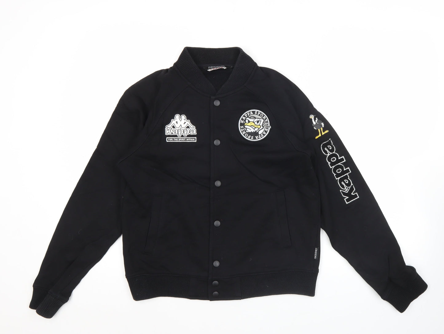 Kappa Womens Black Varsity Jacket Size 10 Embroidered Logo Casual