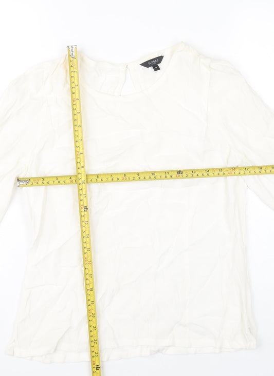 Hobbs Women Ivory Blouse Size 12 3/4 Sleeve Viscose Work Casual