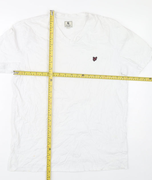 Lyle and Scott Men’s White Cotton V-Neck Short Sleeve T-Shirt Size L