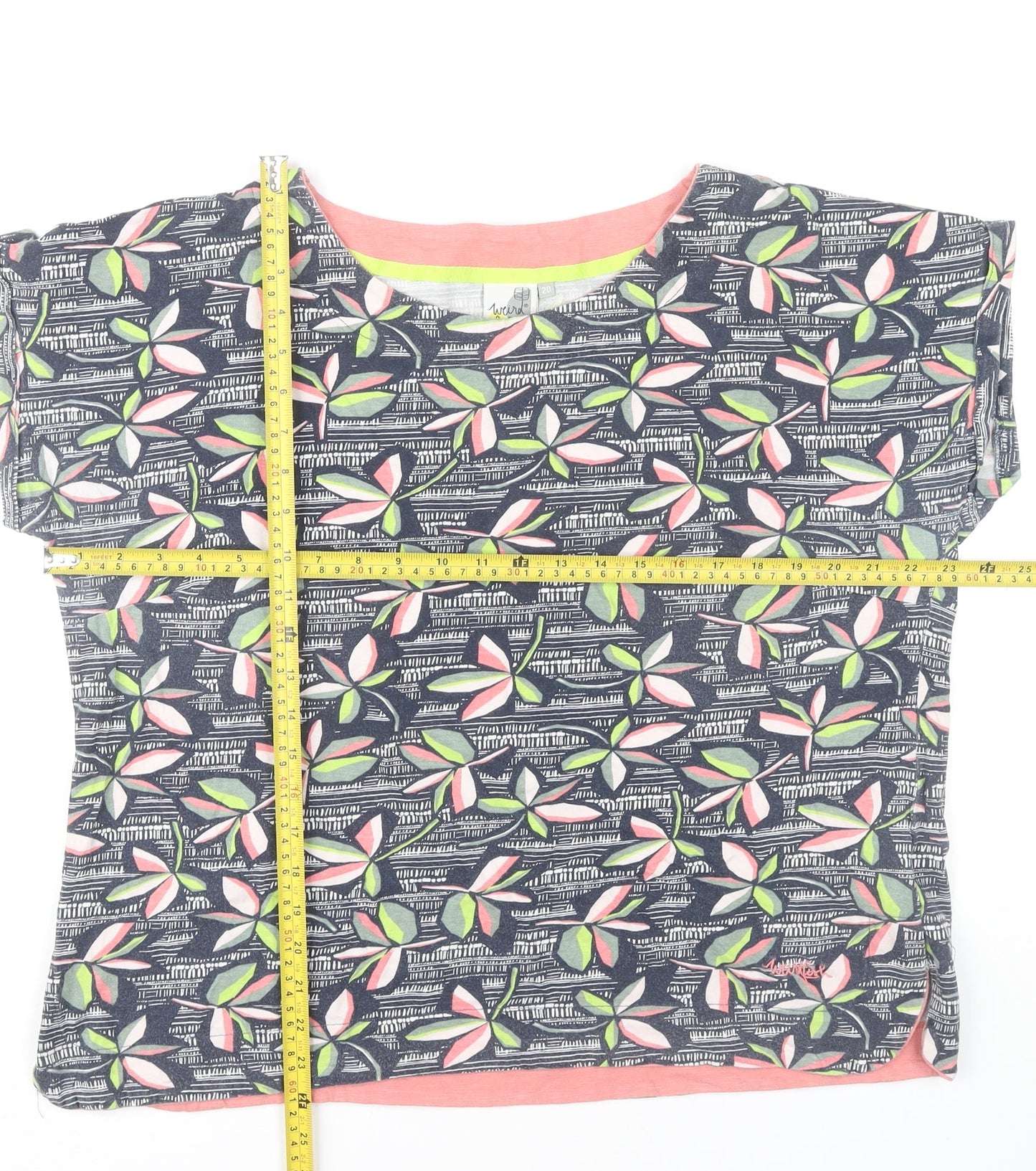 Weird Fish Womens Multicoloured Floral Cotton T-Shirt Size 20