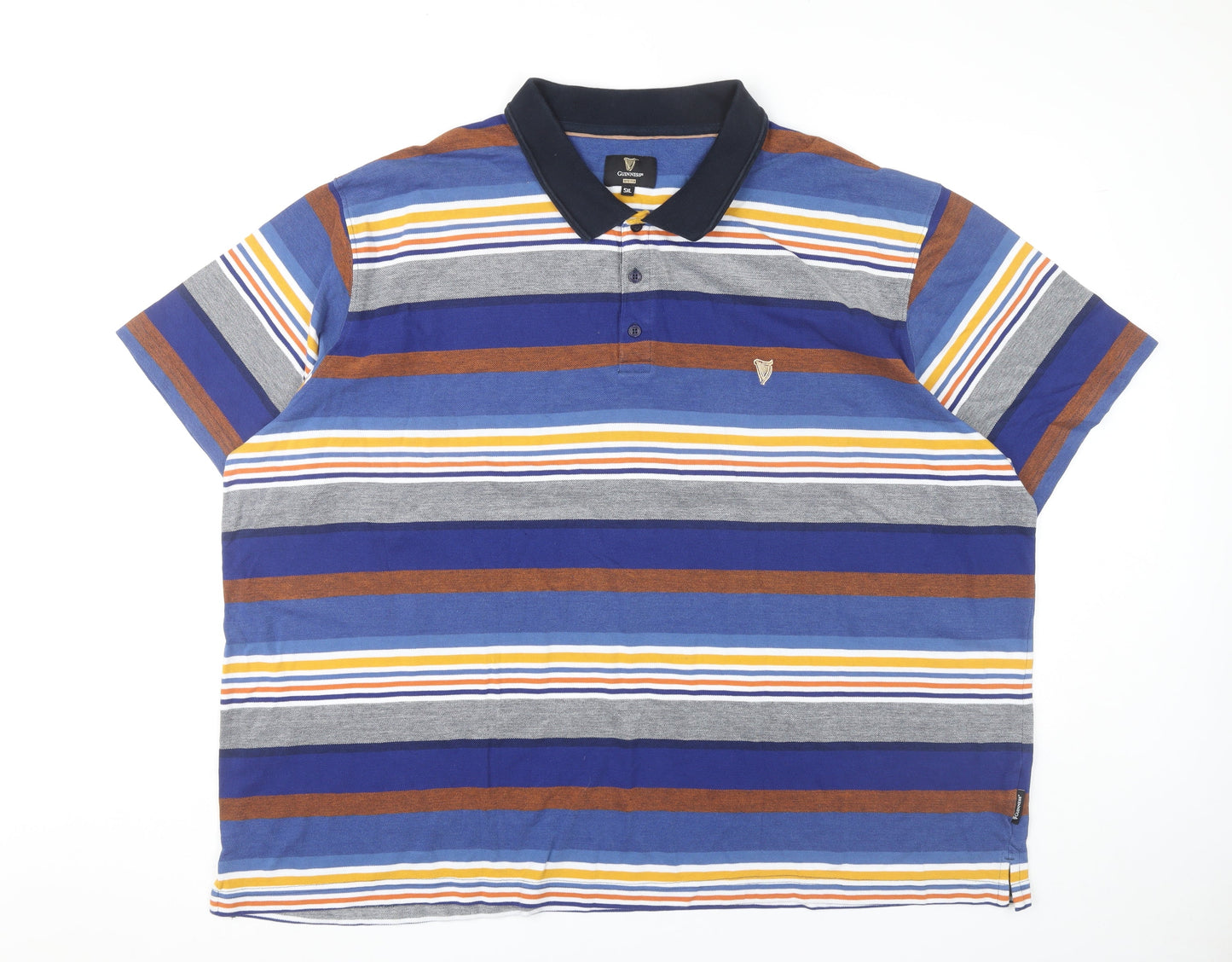 Guinness Men’s Multicoloured 5XL Cotton Striped Polo Shirt