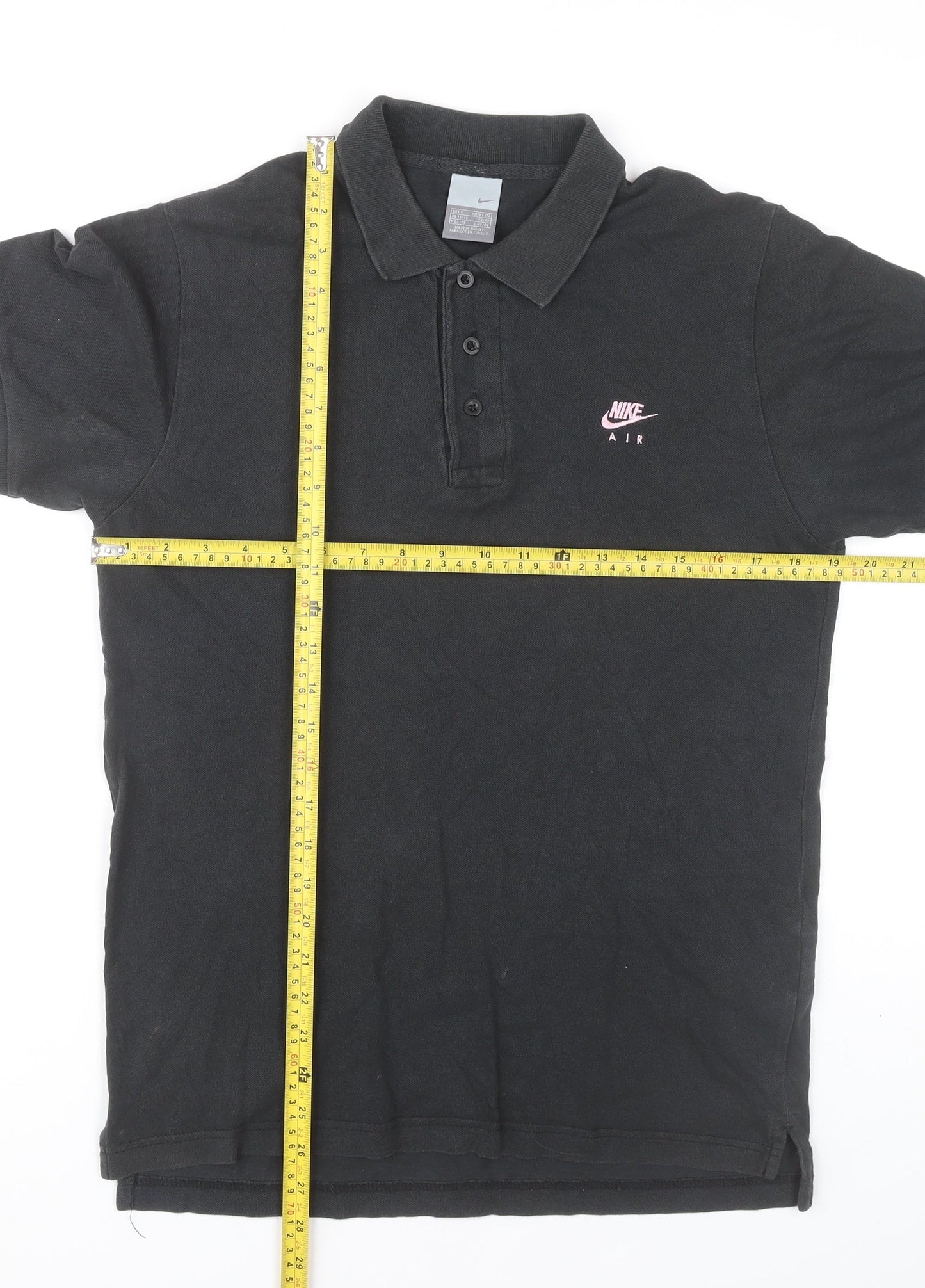 Nike Women Black Cotton Polo Shirt S Regular Fit Casual Sportswear