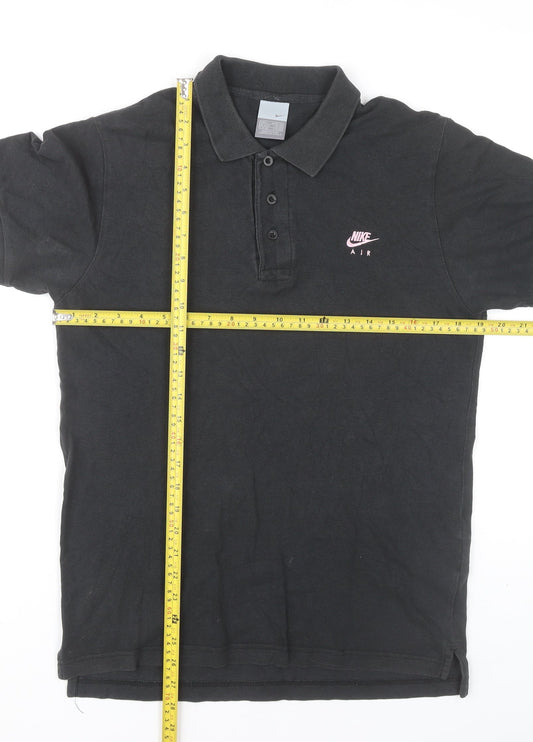 Nike Women Black Cotton Polo Shirt S Regular Fit Casual Sportswear