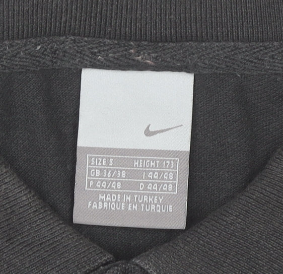 Nike Women Black Cotton Polo Shirt S Regular Fit Casual Sportswear