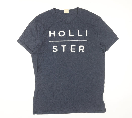 Hollister Men’s Blue Graphic Logo T-Shirt Size M Cotton Blend