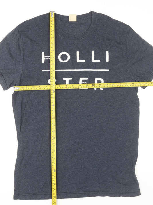 Hollister Men’s Blue Graphic Logo T-Shirt Size M Cotton Blend