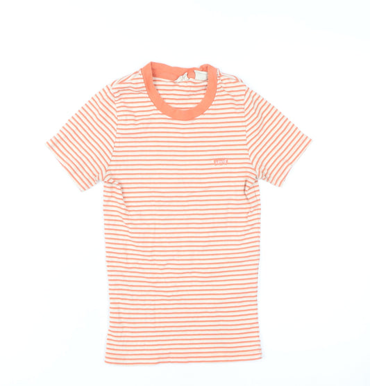 Levi's Womens Orange Striped 2XS Cotton Short Sleeve T-Shirt