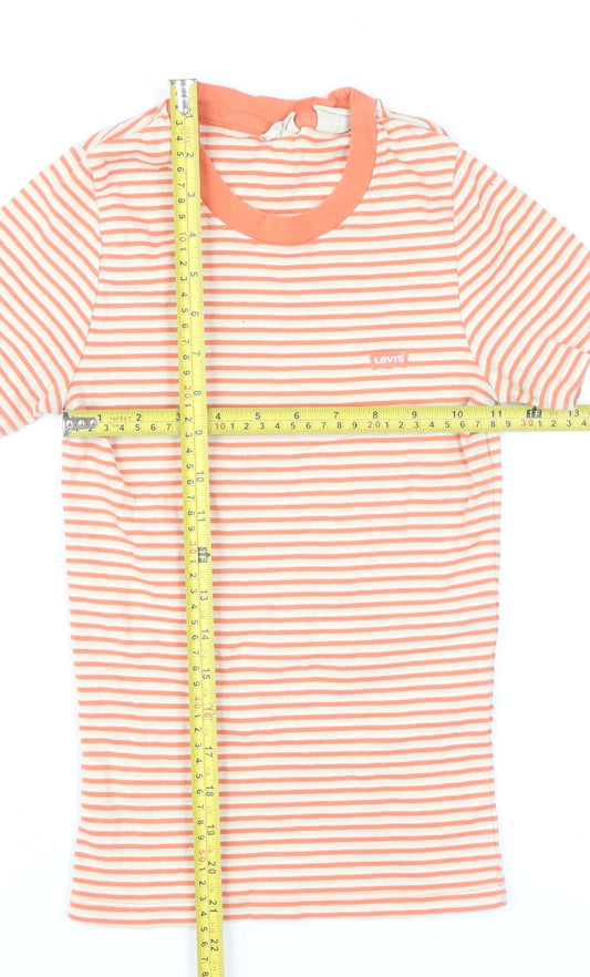 Levi's Womens Orange Striped 2XS Cotton Short Sleeve T-Shirt