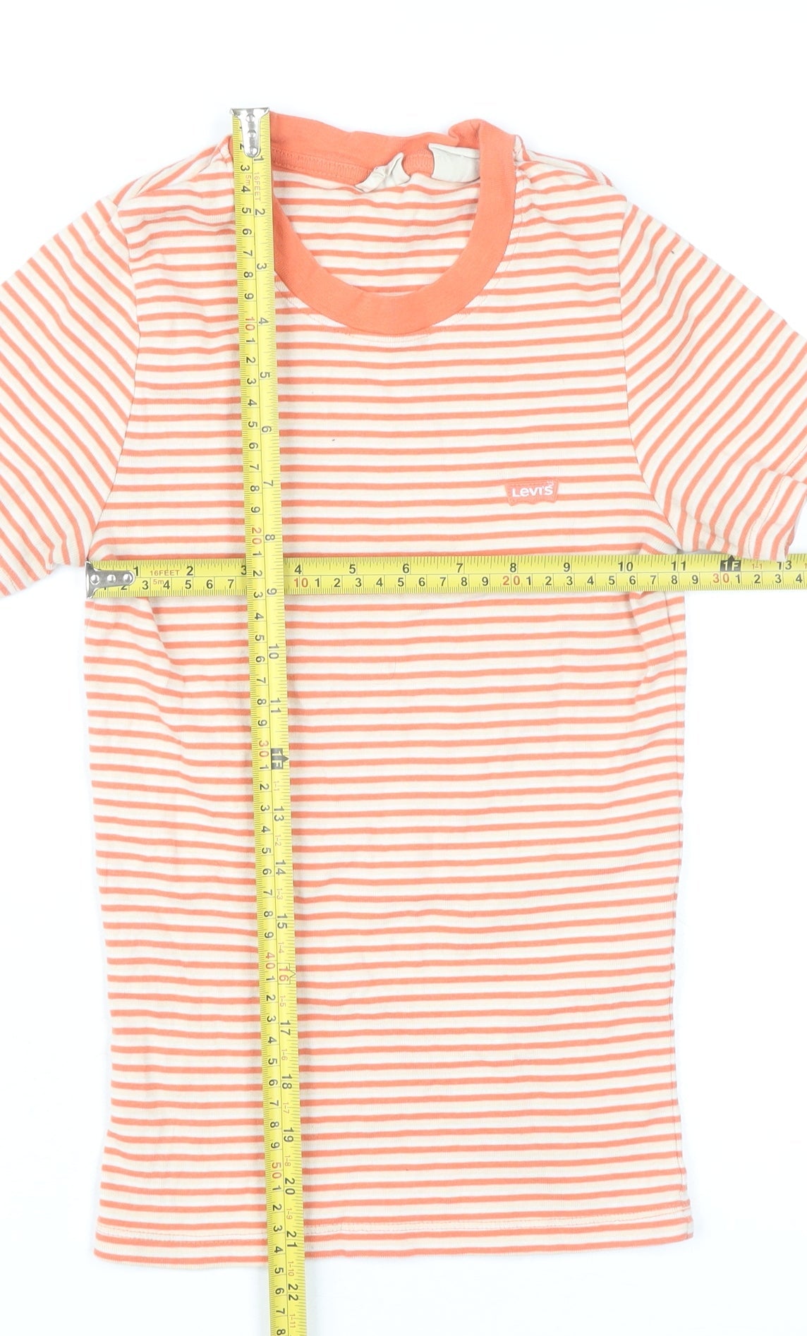 Levi's Womens Orange Striped 2XS Cotton Short Sleeve T-Shirt