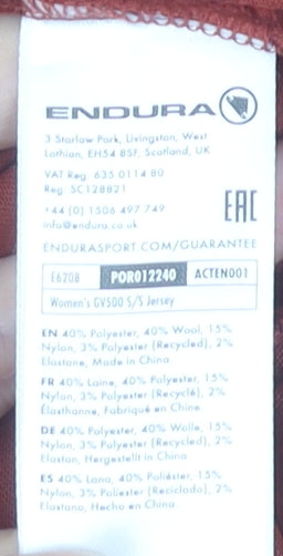 Endura Womens Red Cycling Jersey S Short Sleeve Athletic Fit