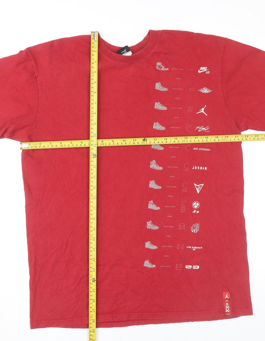 Nike Jordan Men's Red Graphic Print Basketball T-Shirt Size L