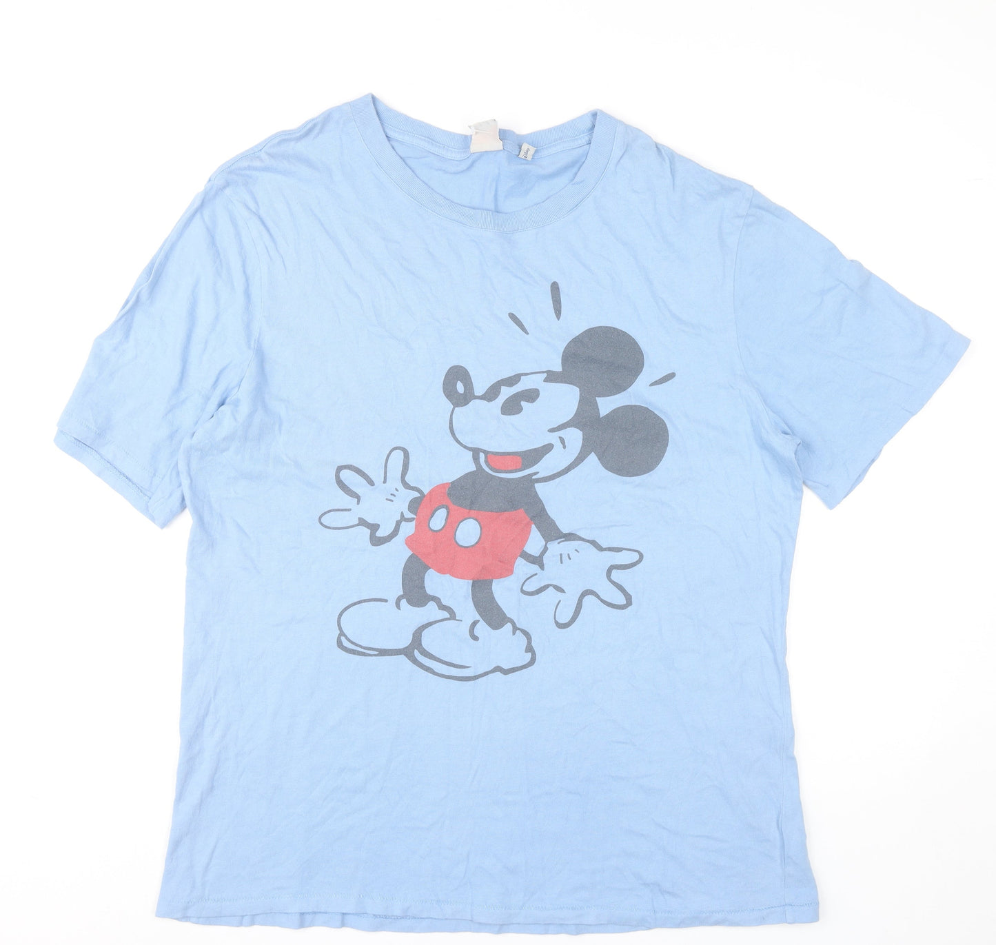 Disney Men's Blue Mickey Mouse Graphic T-Shirt Size L Cotton