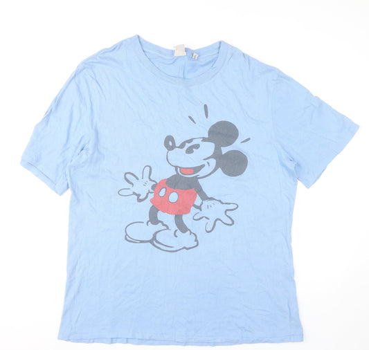 Disney Men's Blue Mickey Mouse Graphic T-Shirt Size L Cotton