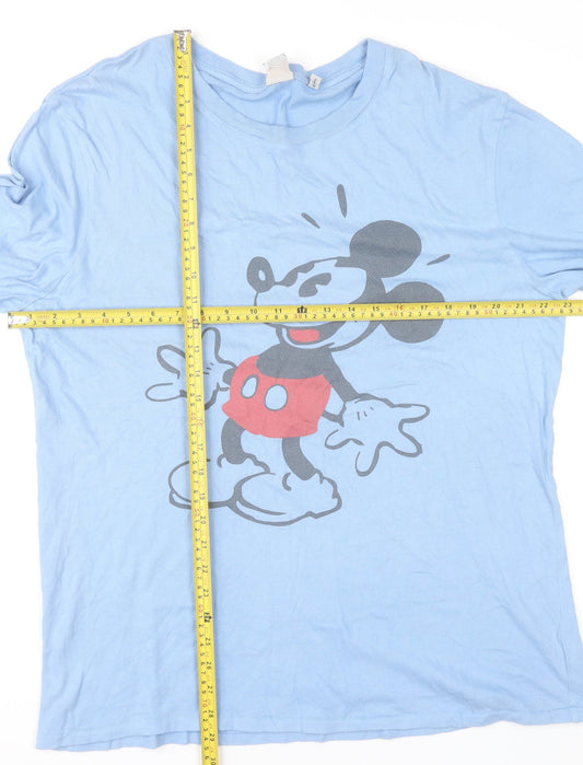 Disney Men's Blue Mickey Mouse Graphic T-Shirt Size L Cotton