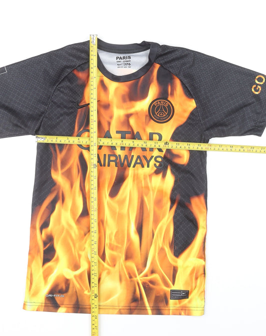 Nike PSG Boys Black Multicoloured Football Jersey T-Shirt Mbappe 16Y