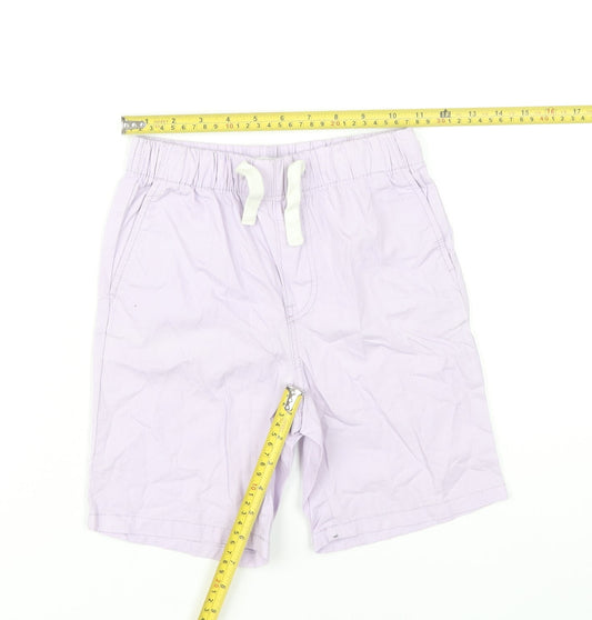 H&M Boys Purple Cotton Shorts 7 Years Regular Fit Elastic Waist