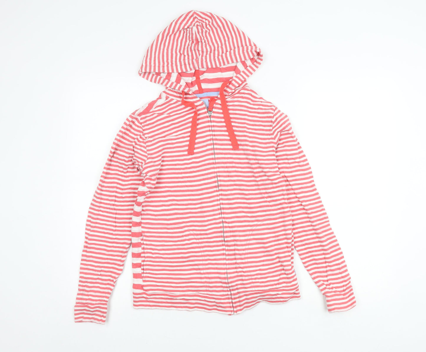 Joules Women’s Pink Striped Hooded Cotton Zip Jacket UK 12