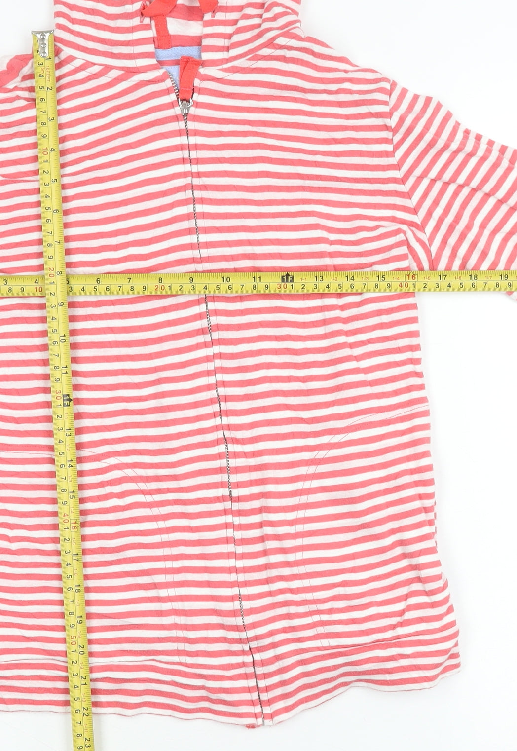 Joules Women’s Pink Striped Hooded Cotton Zip Jacket UK 12