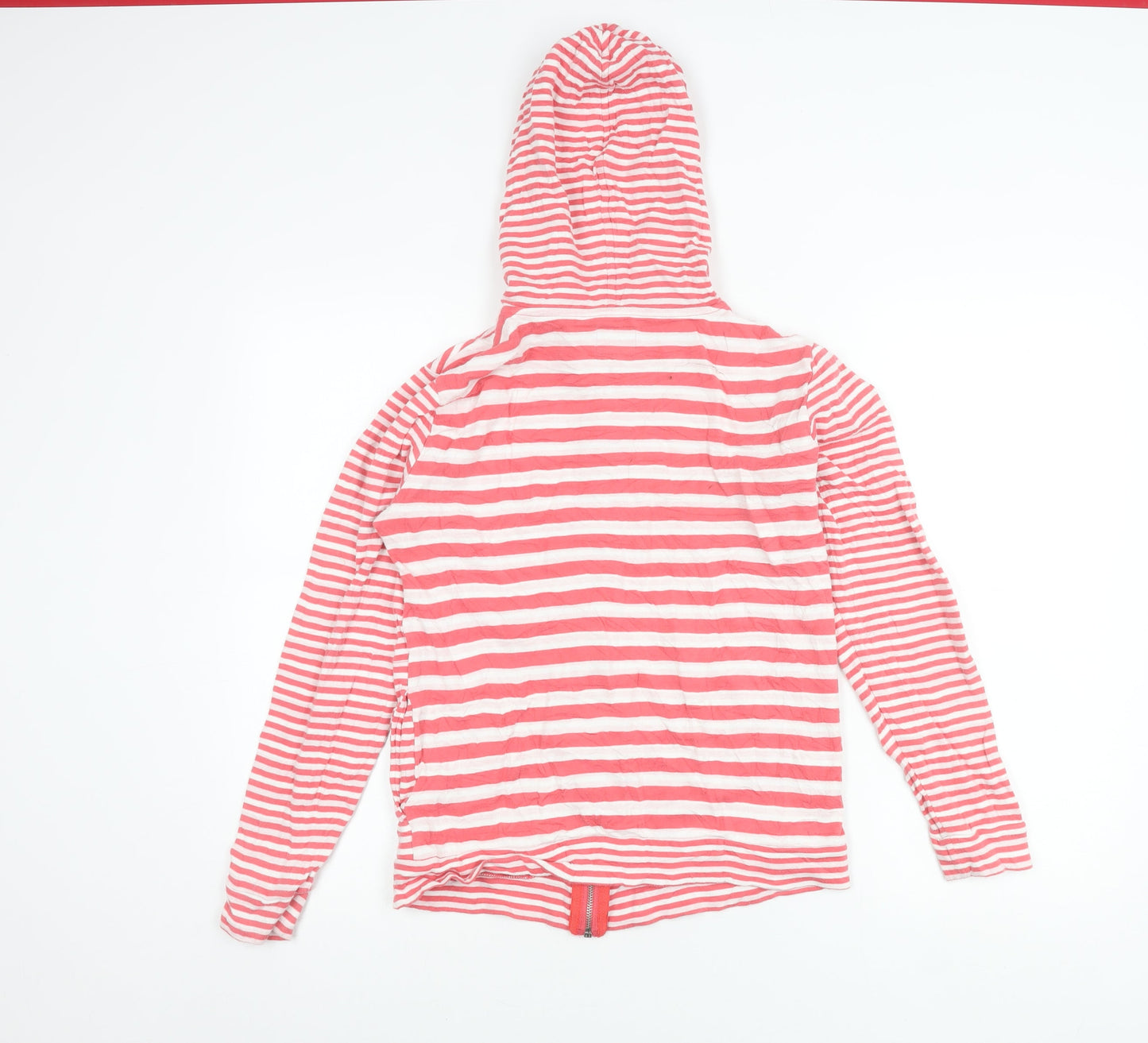 Joules Women’s Pink Striped Hooded Cotton Zip Jacket UK 12