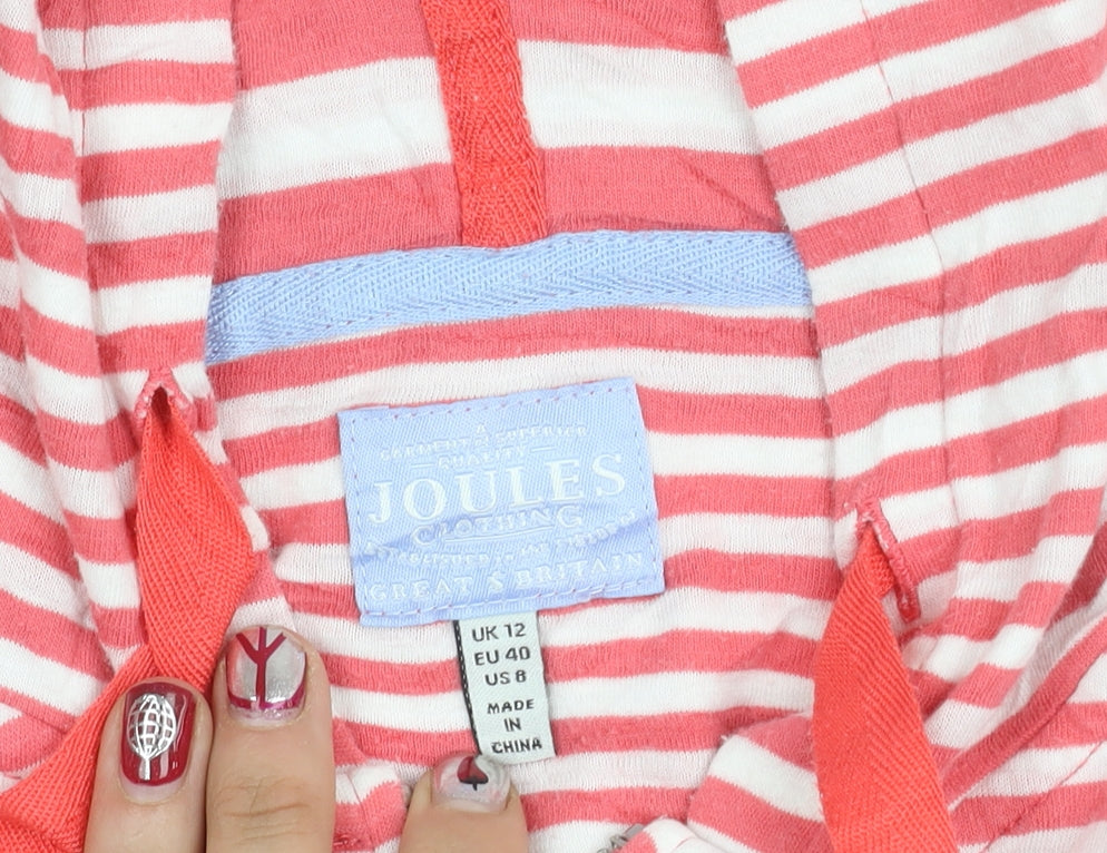 Joules Women’s Pink Striped Hooded Cotton Zip Jacket UK 12